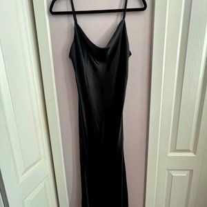 Oak + Fort Black Satin Midi Dress